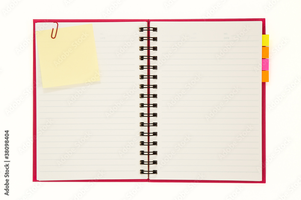 Red notebook isolated on white background Red notebook isolated on white background