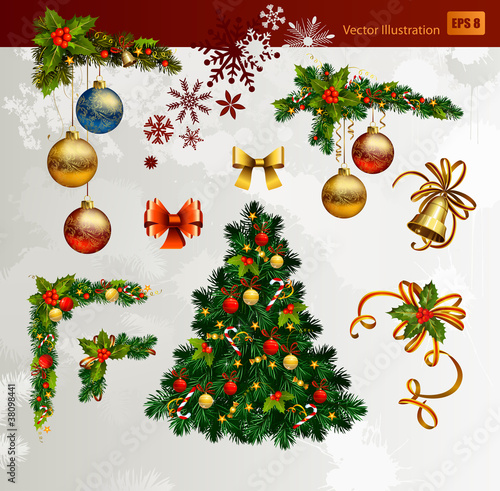 Christmas vector set of fir tree