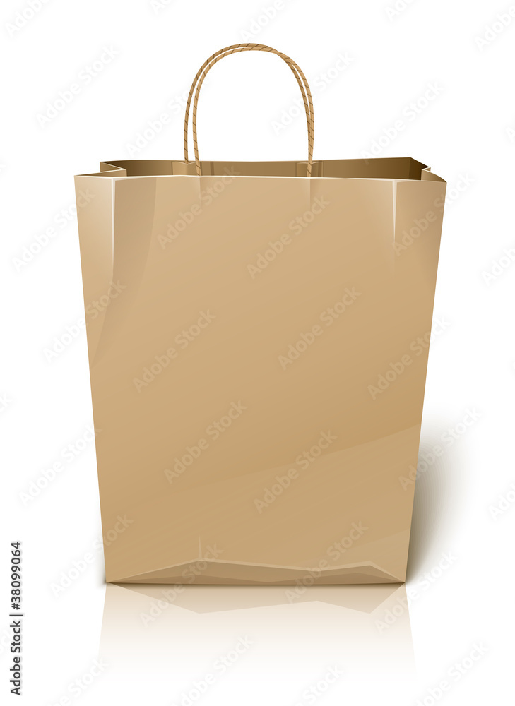 empty paper shopping bag vector illustration isolated on white empty paper shopping bag vector illustration isolated on white