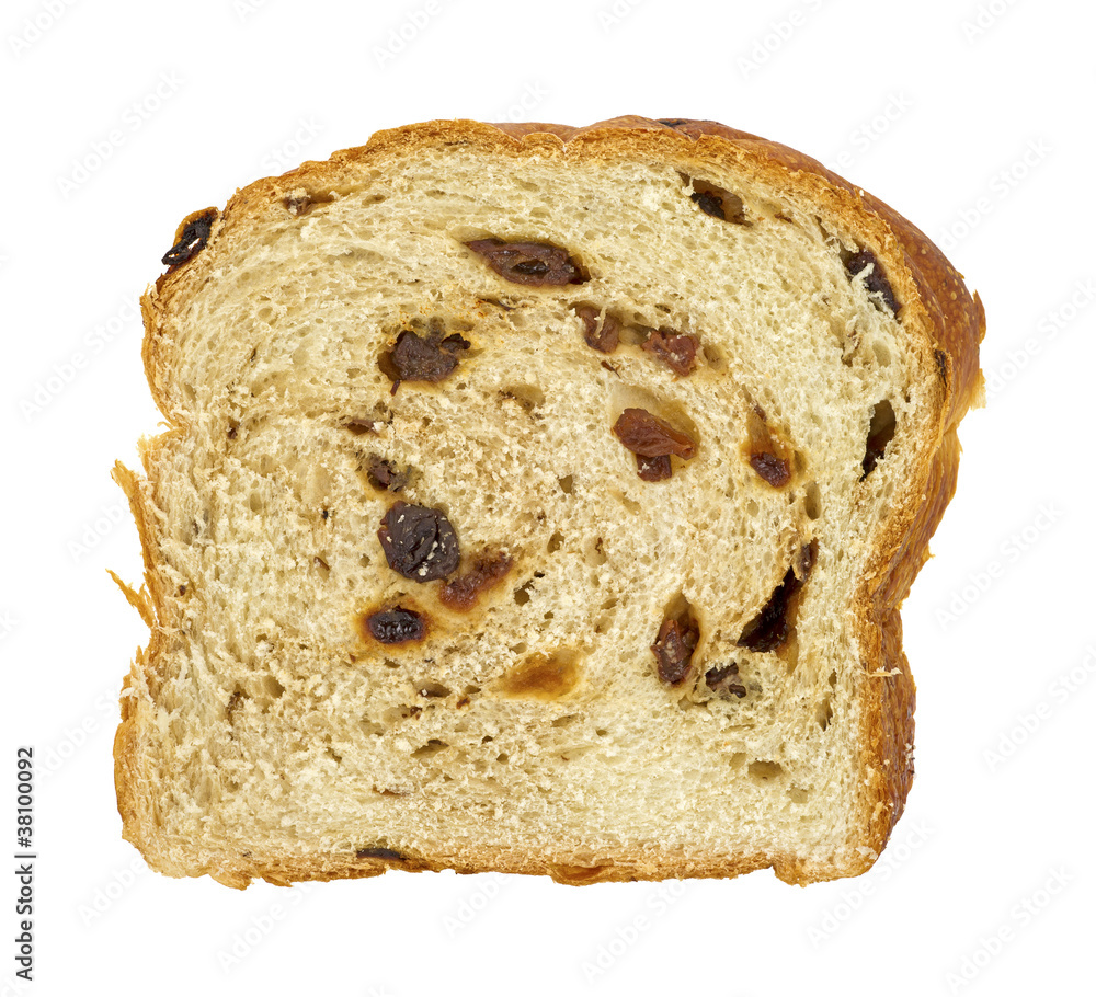 Slice of home made raisin bread