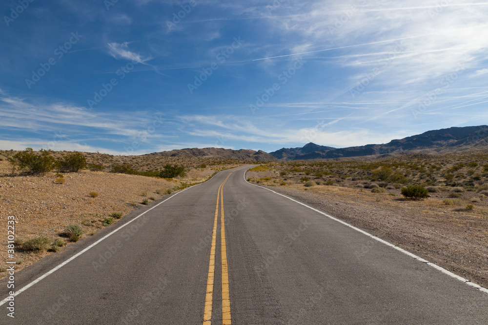 A road in the desert of Nevada,