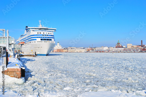 Helsinki seaport in winter
