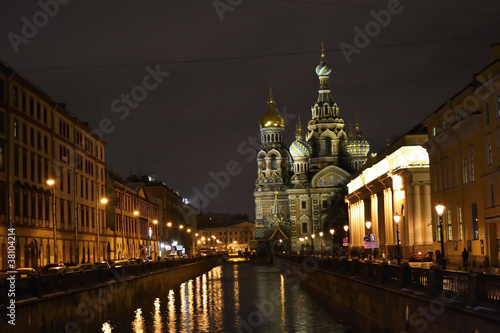 Night view of embankment of Griboyedov Canal