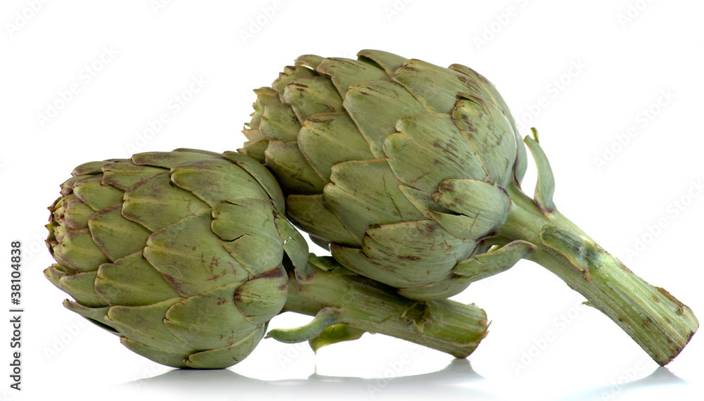 Fototapeta premium artichauds sur fond blanc