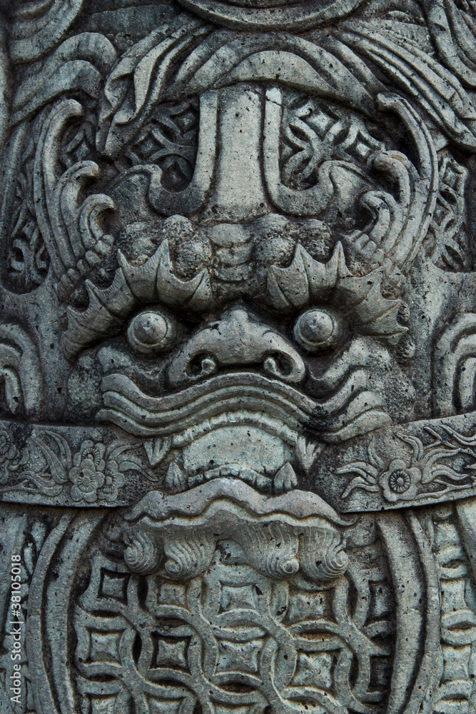 Face of Stone dragon sculpture