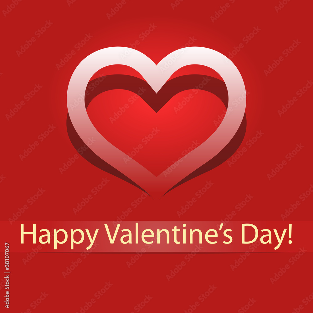Valentines day Greeting card on red background