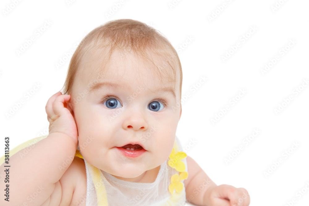 Crawling baby on white background Crawling baby on white background