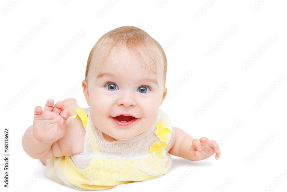 Crawling baby on white background Crawling baby on white background