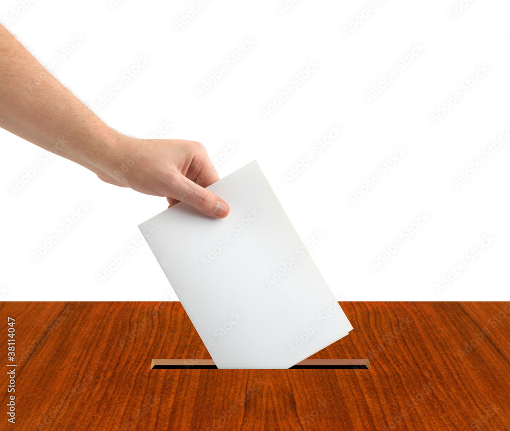Obraz premium Hand with ballot and box