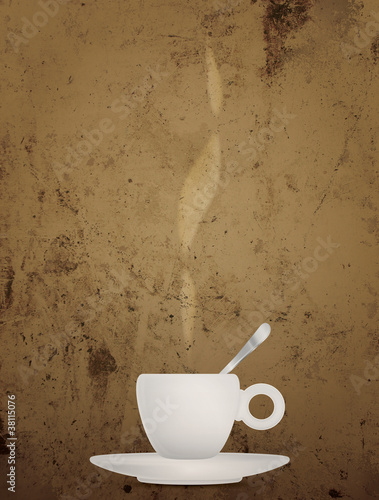 Vintage style of smoking coffee cup textured background