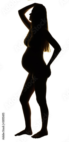 Silhouette of Naked Pregnant Woman