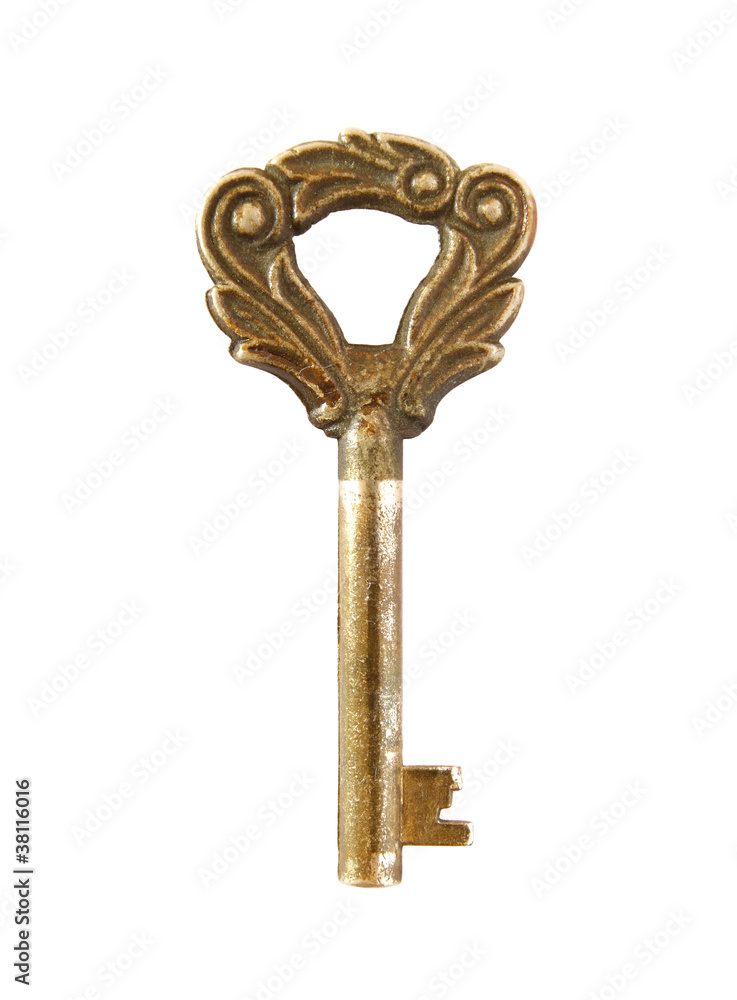 Antique key isolated on white with clipping path Antique key isolated on white with clipping path