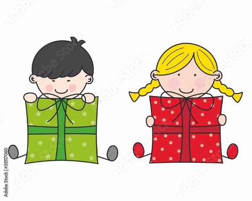 Niños con regalos