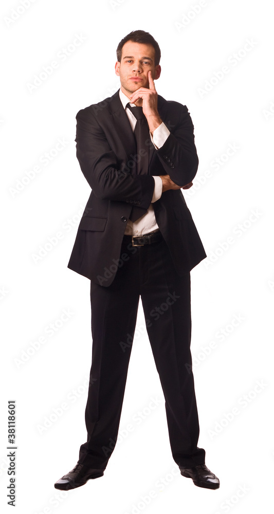 young man looking thoughtful isolated on a white background. young man looking thoughtful isolated on a white background.