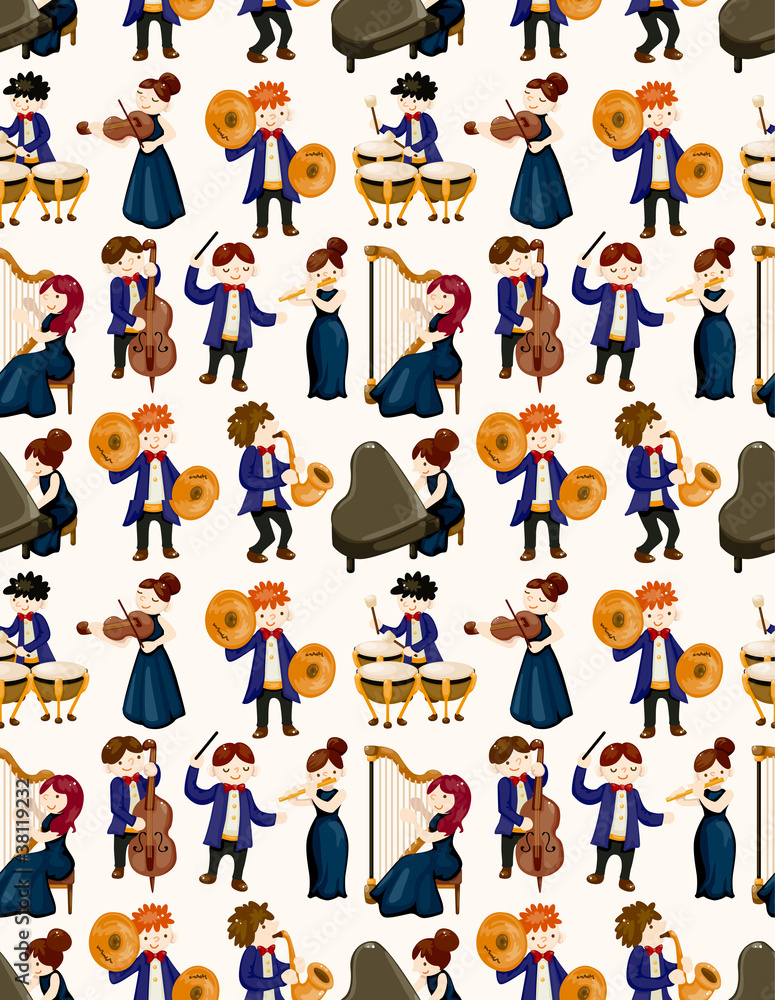 orchestra music player seamless pattern