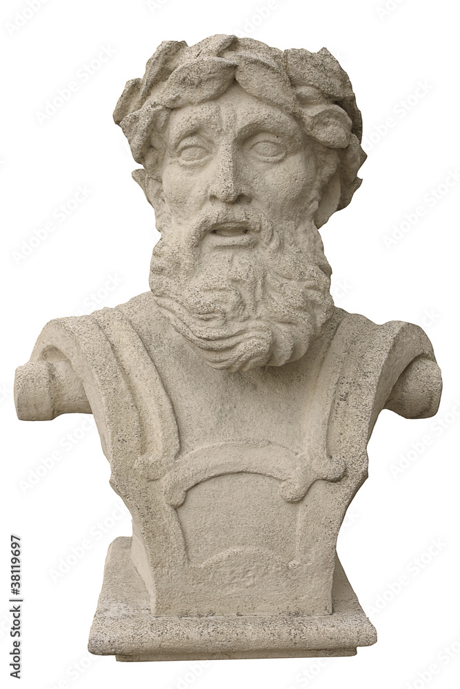 Ancient bust of the head of the old philosopher