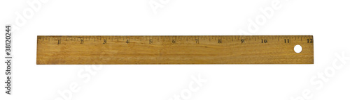 wood ruler isolated over a white background