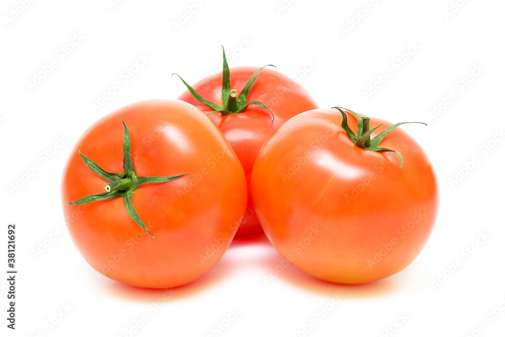 ripe tomatoes on a white background ripe tomatoes on a white background