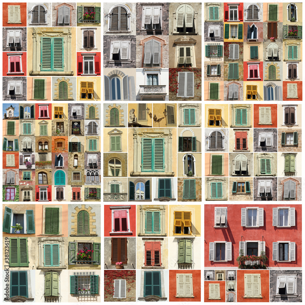 collage with various windows