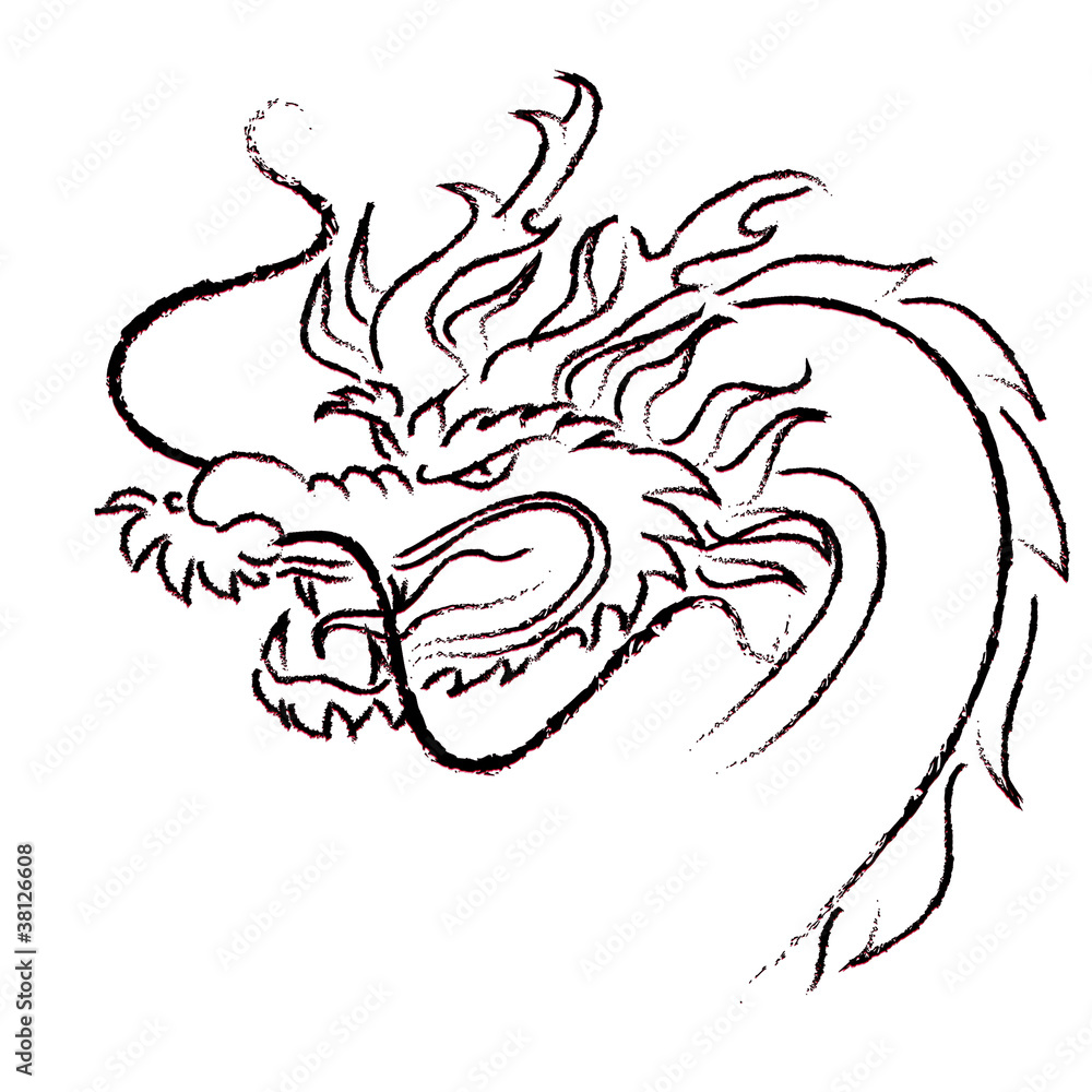 hand drawing Dragon of year 2012 hand drawing Dragon of year 2012