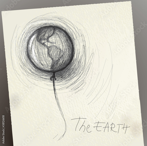 The Earth looks like balloon / Realistic sketch