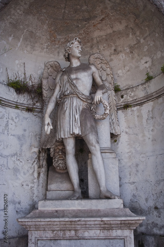 A winged statue in the Piazza Del Popolo  Rome