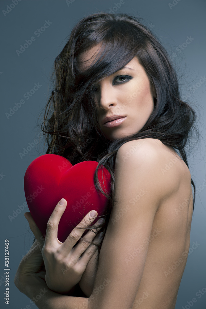 Valentine's Day. Beautiful woman with a gift Valentine's Day. Beautiful woman with a gift
