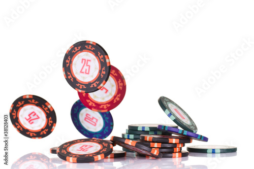 Gambling chips falling