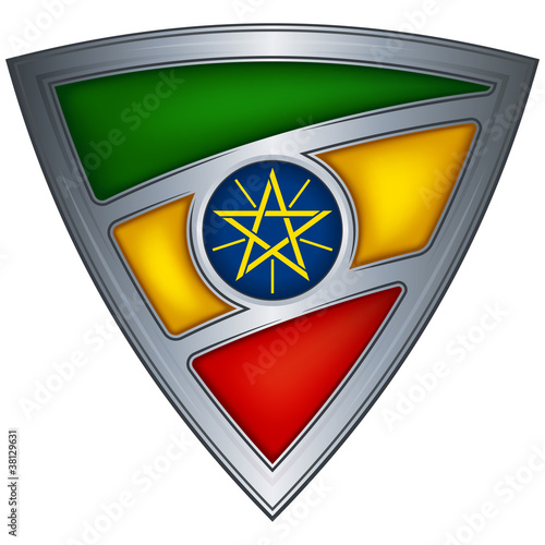 Steel shield with flag Ethiopia