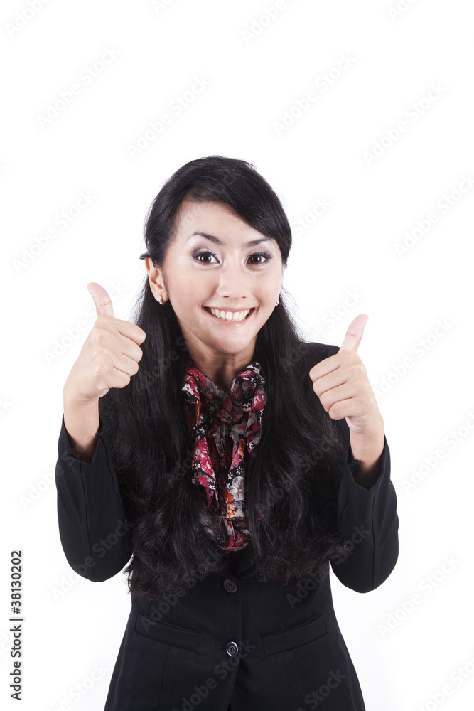 Attractive beautiful businesswoman thumbs up Attractive beautiful businesswoman thumbs up