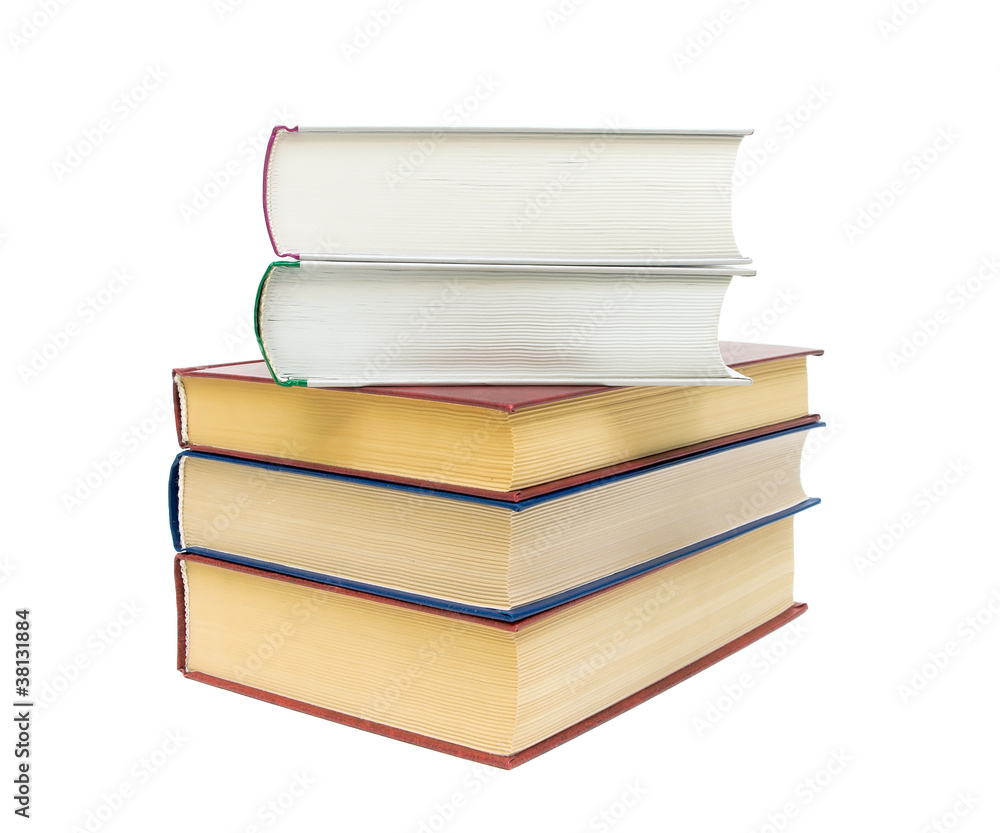stack of books on white background close-up stack of books on white background close-up