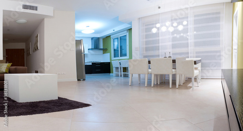 Living room with furnishings in a new house.