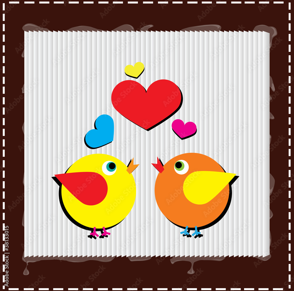 Birds are singing love song from hearts