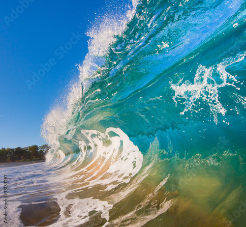 Breaking Ocean Wave Crashing over Camera