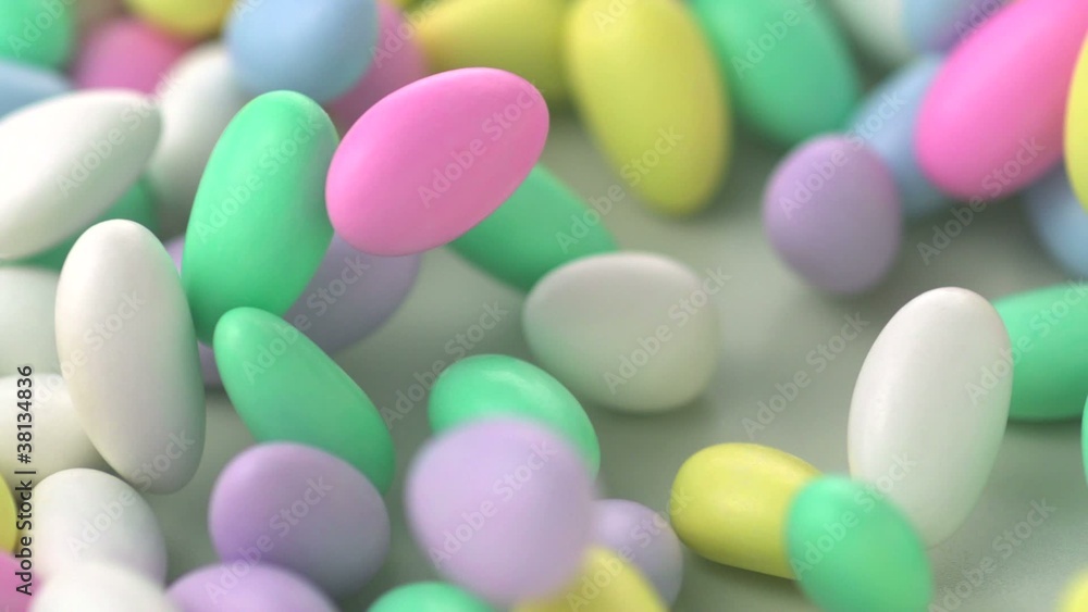 Almond candies rolling, Slow Motion Almond candies rolling, Slow Motion