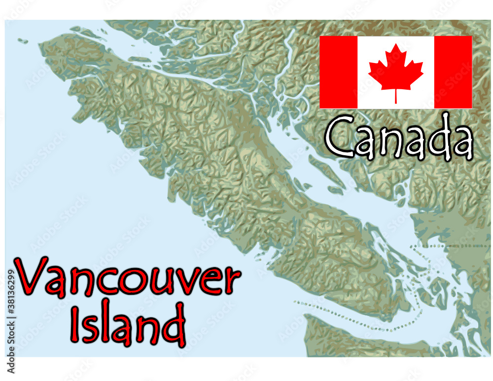 vancouver island canada map flag emblem