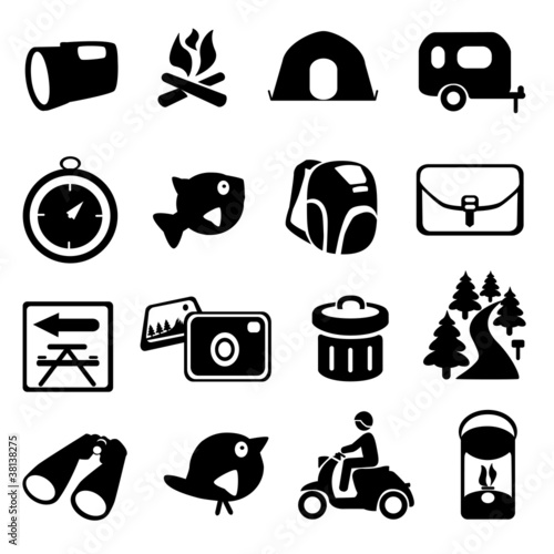 Camping Hiking Icons Set