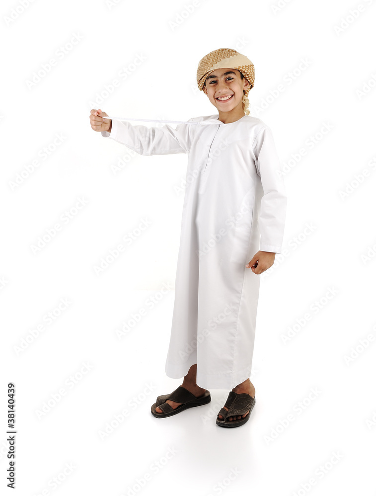 Arabic boy in traditional clothes isolated Arabic boy in traditional clothes isolated