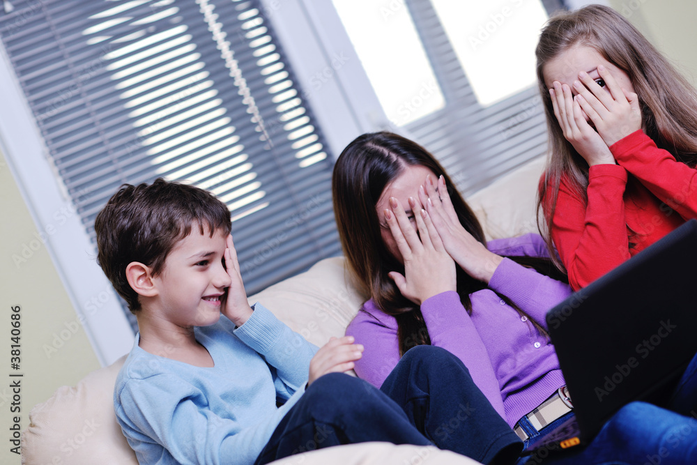 happy young family have fun at home