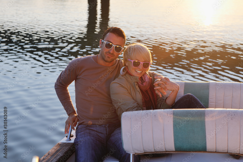 couple in love  have romantic time on boat