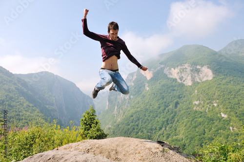 man jump in nature