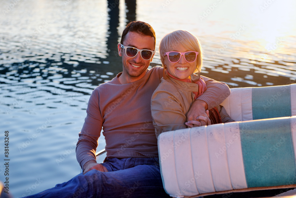 couple in love  have romantic time on boat