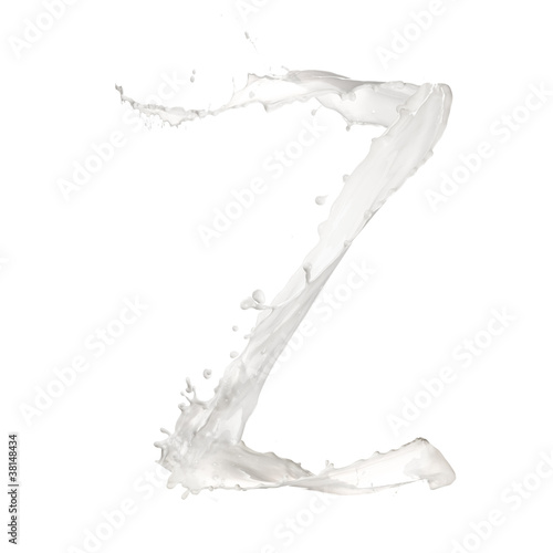 Letter Z made of milk splash isolated on white background