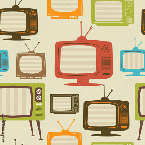 Tv retro seamless pattern. Vector illustration.