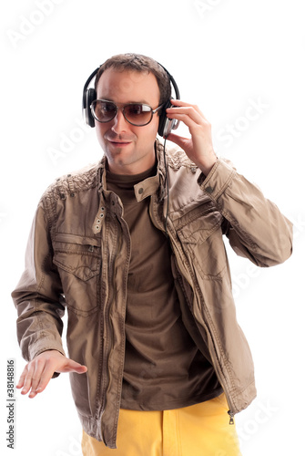 young man listening to music