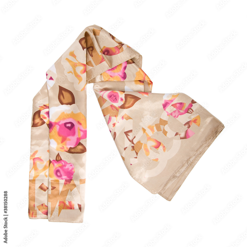 colored silk scarf on white background colored silk scarf on white background
