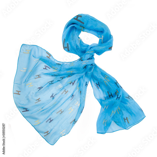 colored silk scarf on white background