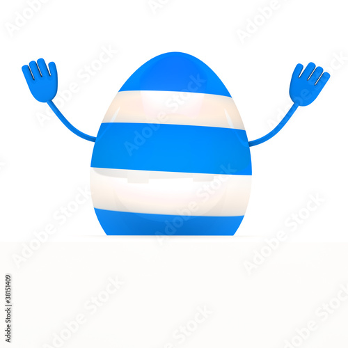 blue easter egg wave hands