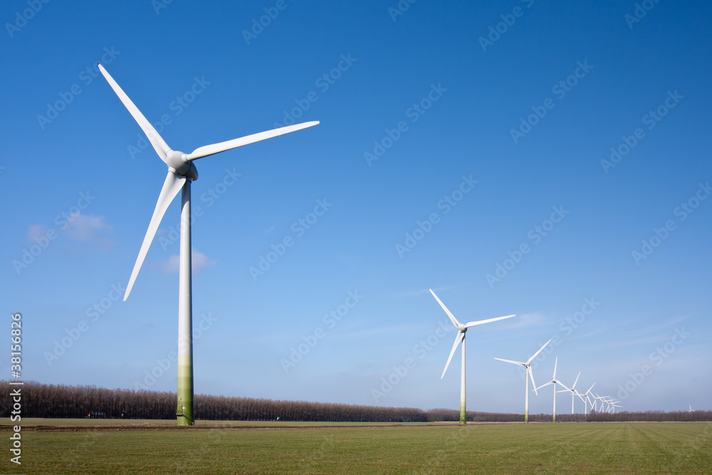 Windturbines in the farmland of Flevoland, the Netherlands Windturbines in the farmland of Flevoland, the Netherlands
