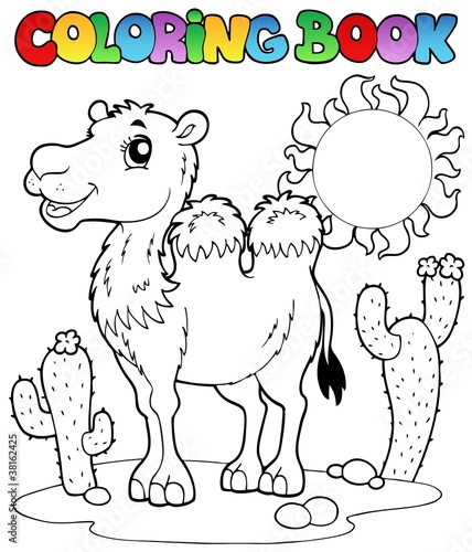 Coloring book desert with camel 2